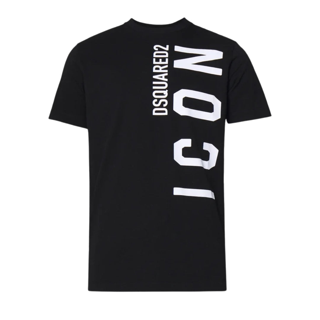 Dsquared2 Zwart T-shirt Met Groot Icoon En Wit Logo