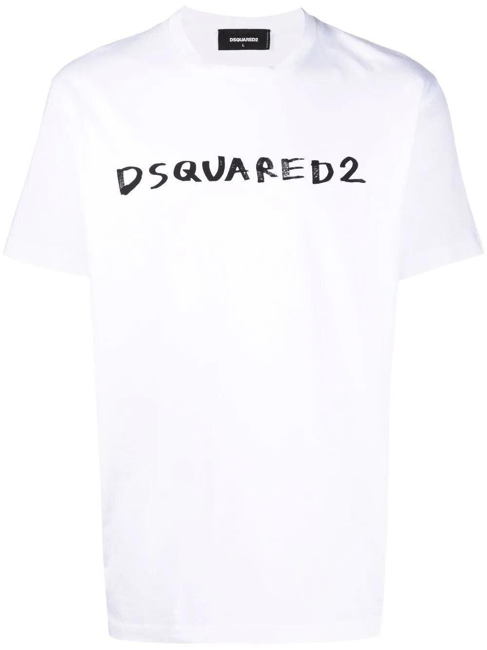 Dsquared2 Zwart T-shirt Met Groot Wit Icoon En Cool Logo