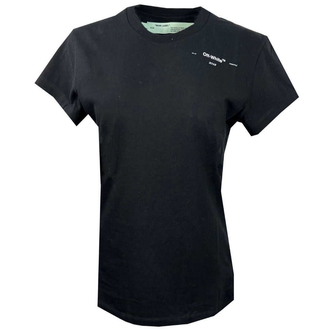 Gebroken wit dameslogo zwart T-shirt