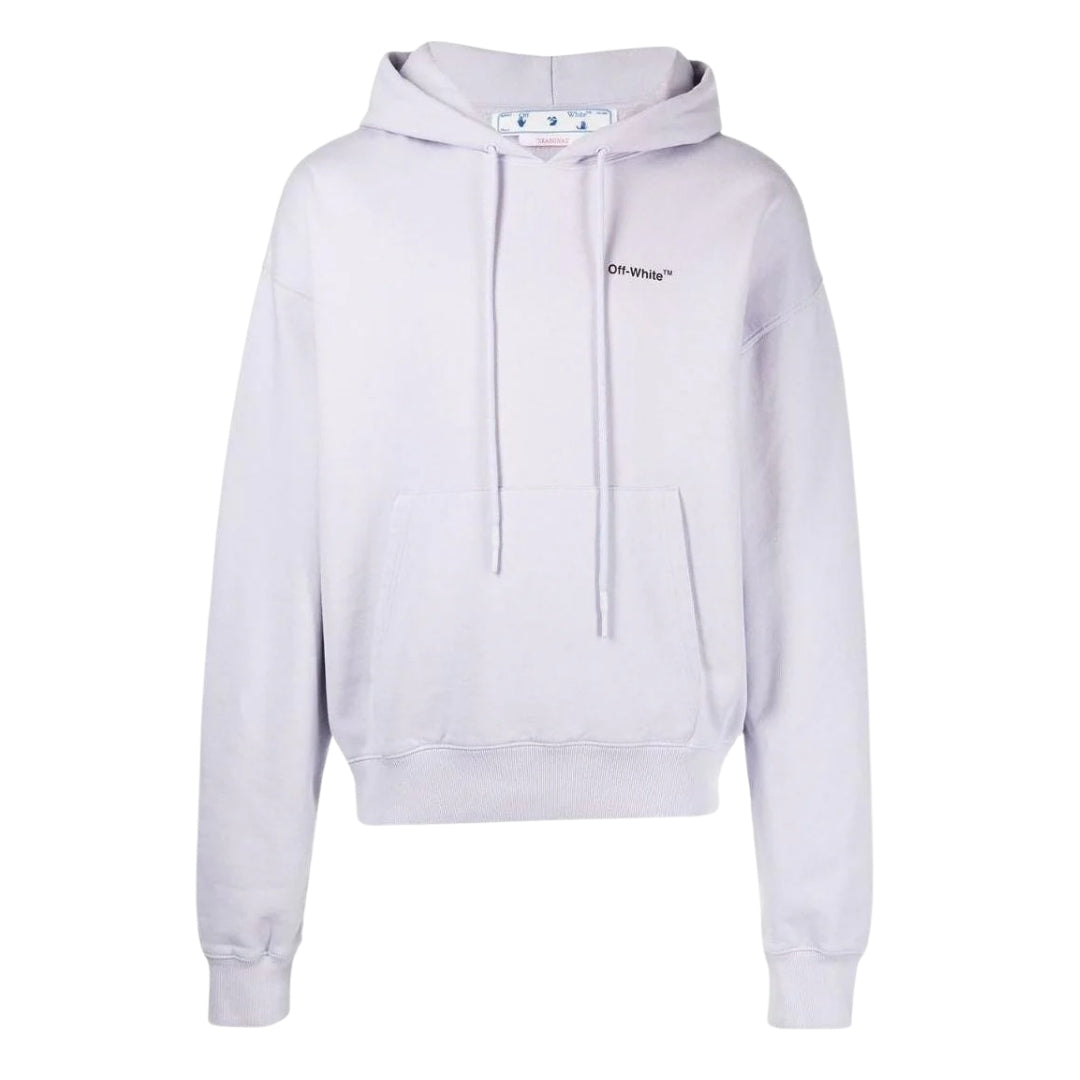 Gebroken witte Caravaggio-pijl over stoffige lila paarse hoodie