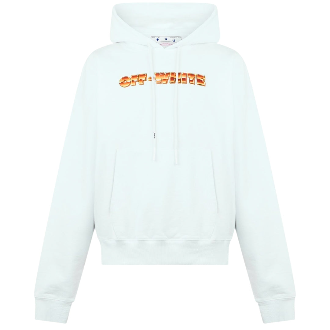 Gebroken witte oranje metalen pijllogo skate witte hoodie