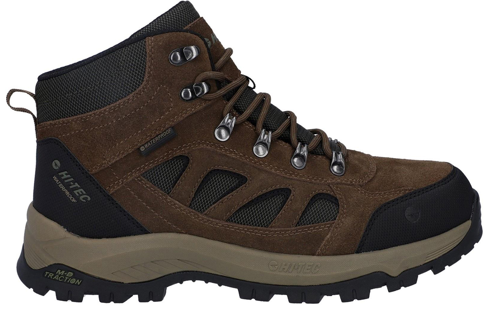Hi-Tec Bandera Expedition Mid Wide Leren Herenschoenen Voor Wandelen In Rokerig Bruin/Khaki