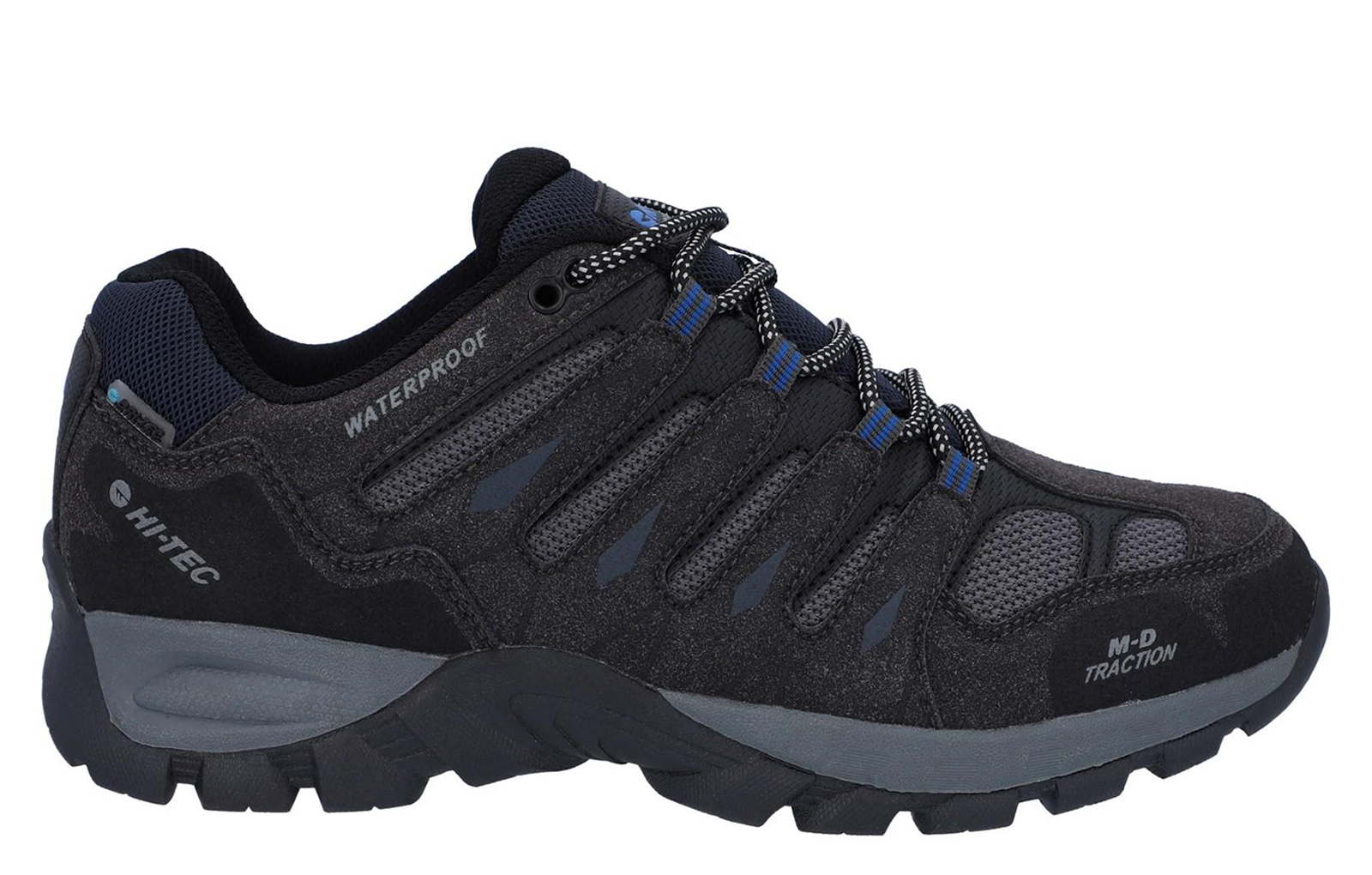Hi-Tec Corzo Low Pu Suède Heren Wandelschoenen In Antraciet/Marineblauw