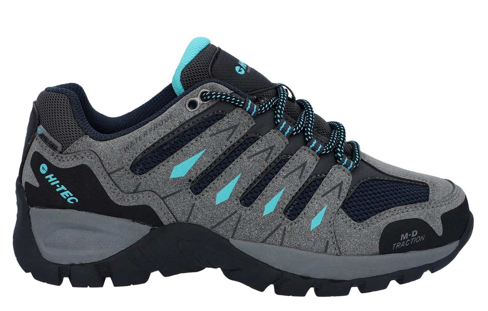 Hi-Tec Corzo Low Pu Suède Wandelschoenen Voor Dames In Cool Grey/Navy Blue/Curacao