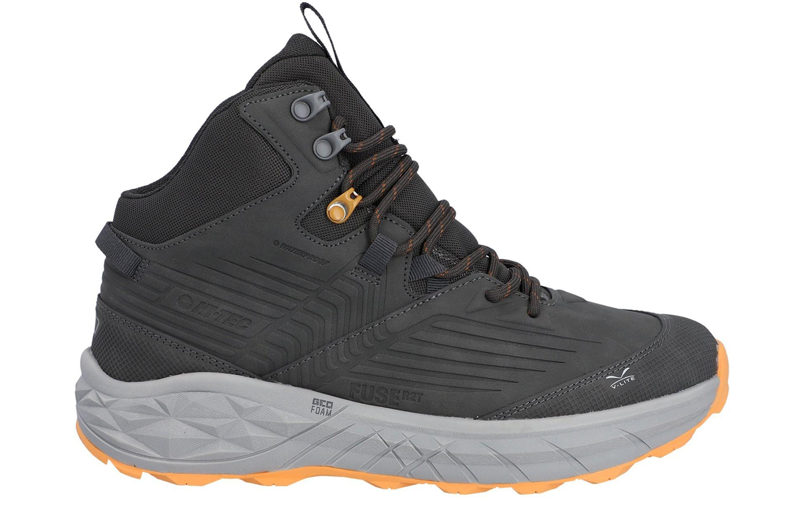 Hi-Tec Fuse Trek Mid Polyester Heren Wandelschoenen In Staal/Grijs/Geel