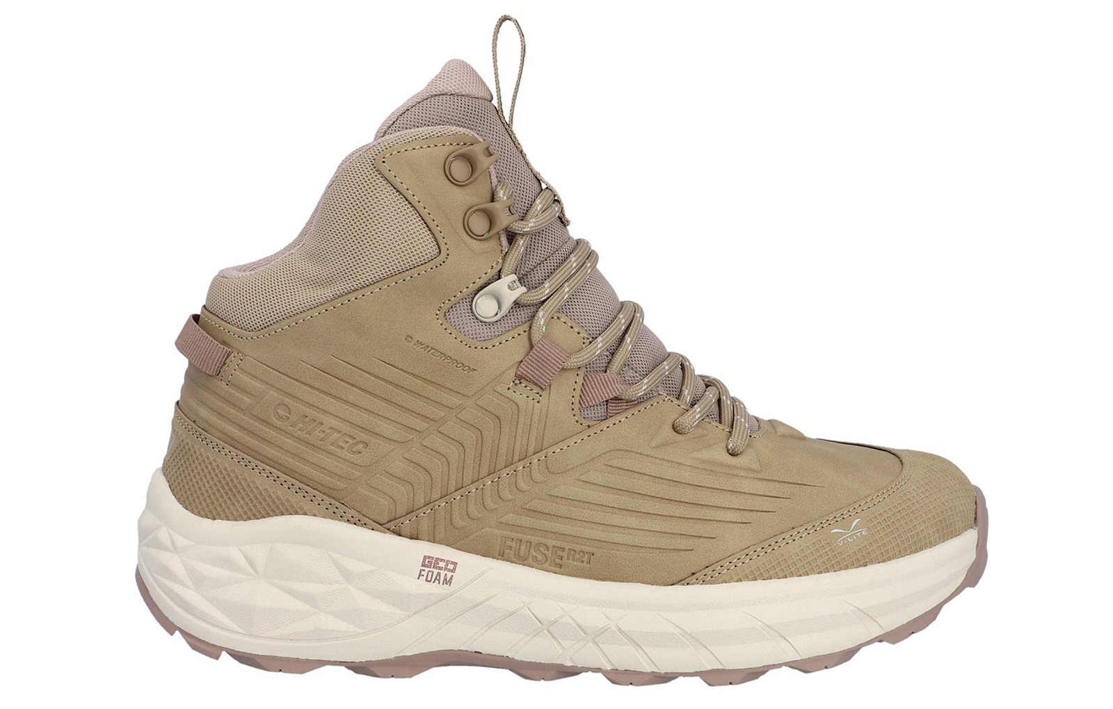 Hi-Tec Fuse Trek Mid Polyester Wandelschoenen Voor Dames In Taupe/Witkap Grijs/Warm Taupe