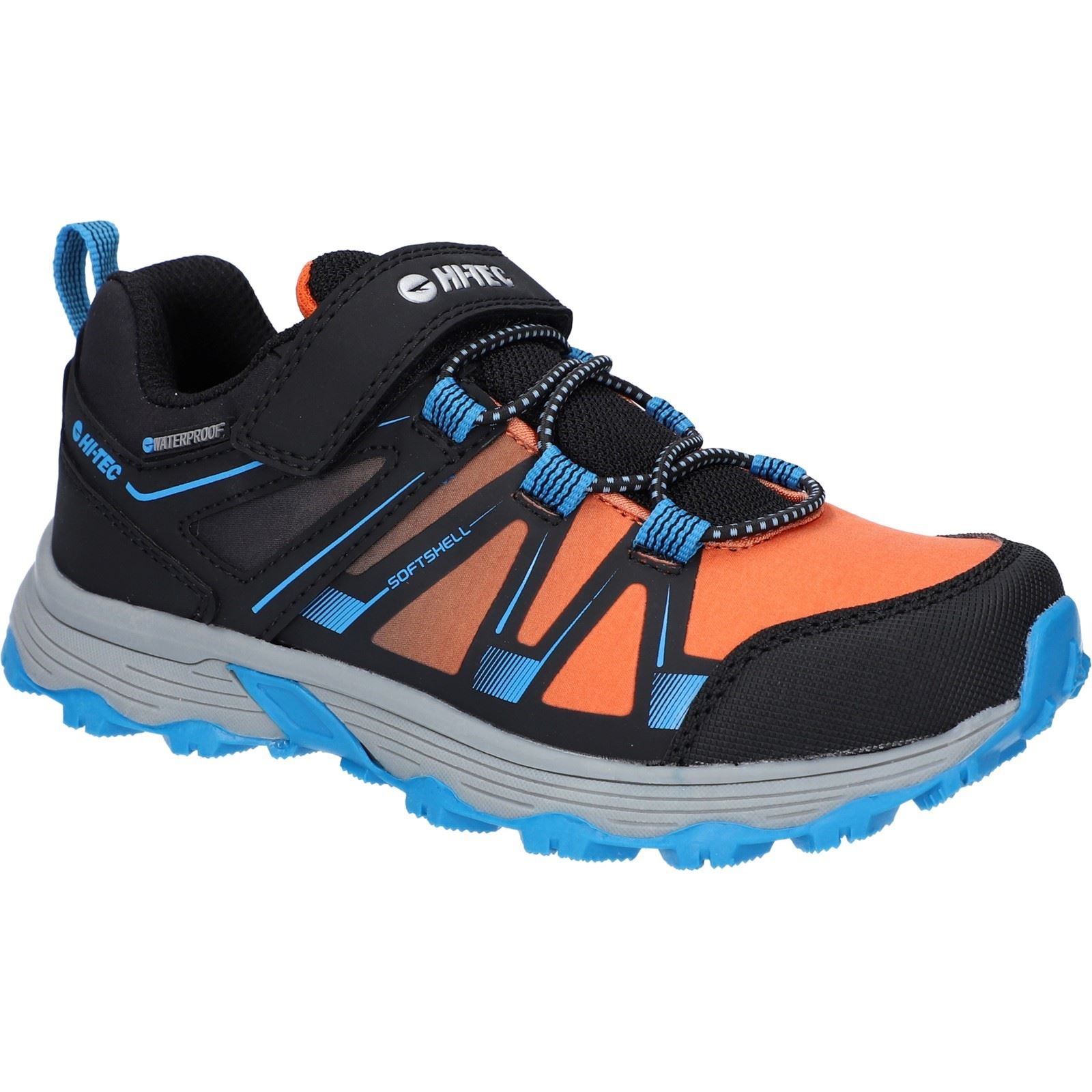 Hi-Tec SCRAPPY LOW WP JR Polyester Unisex Kinders Zwart/blauw Donau/vlam Wandelschoenen