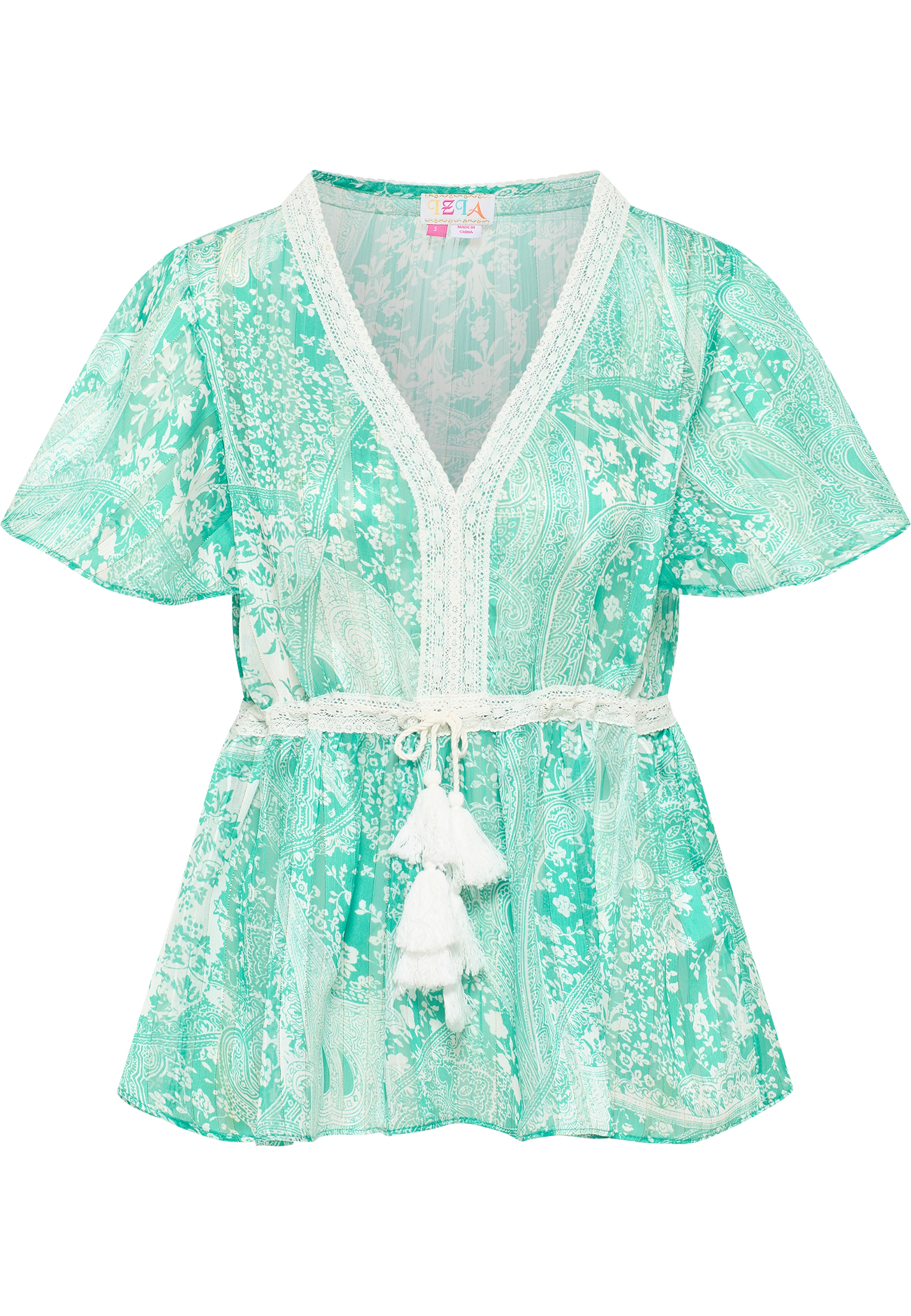 IZIA Blouse Dames Groen Wit