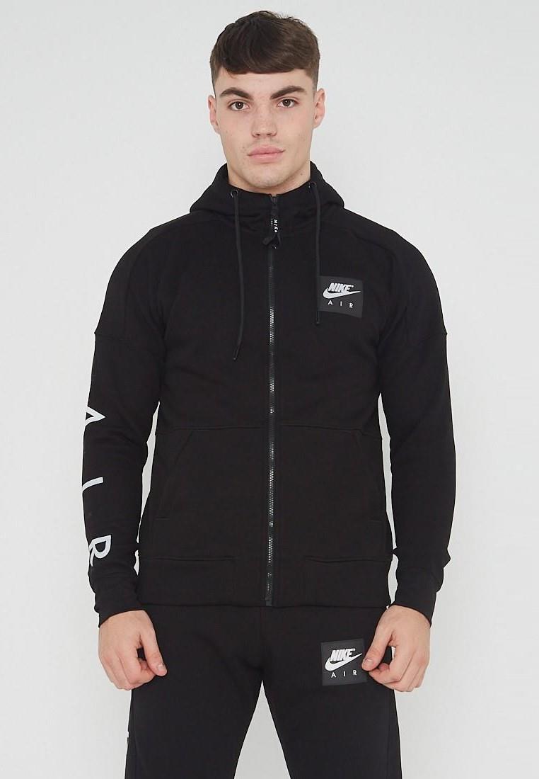 Nike Air Fleece Heren Zip Through Hoodie In Zwart