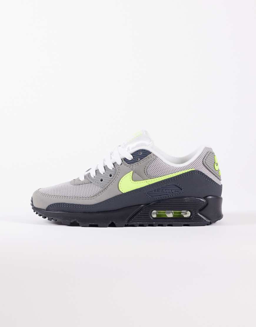 Nike - Air Max 90 Sneaker in Grau und Neongelb