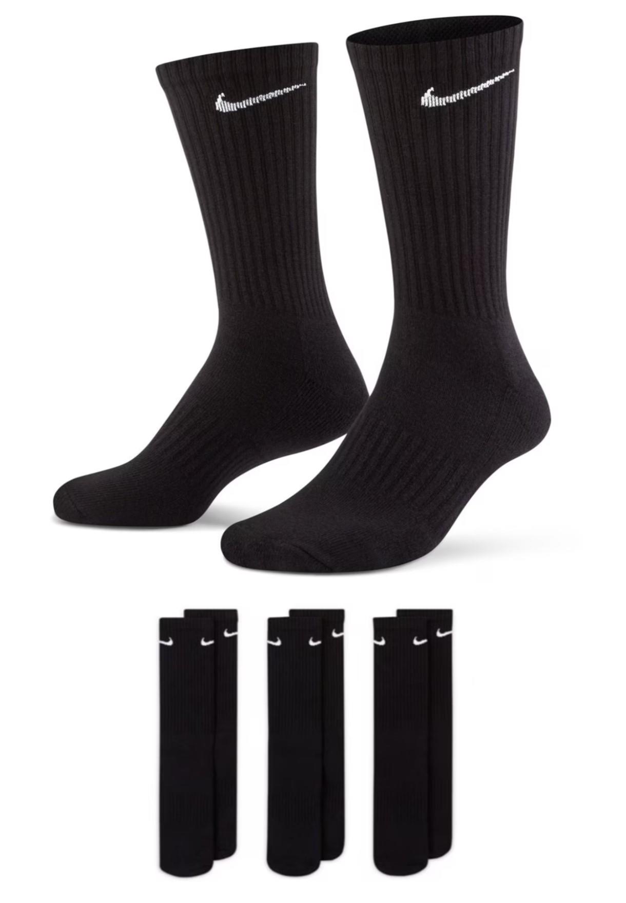 Nike Everyday Cushion Crew Trainingssokken 3 paar in zwart