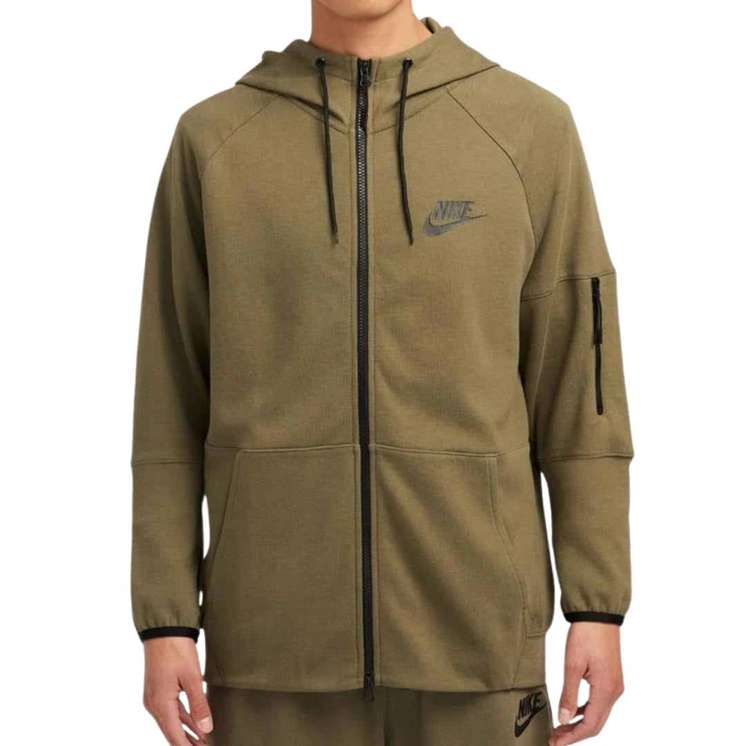 Nike Khaki Groene Capuchon Trui Met Ritssluiting