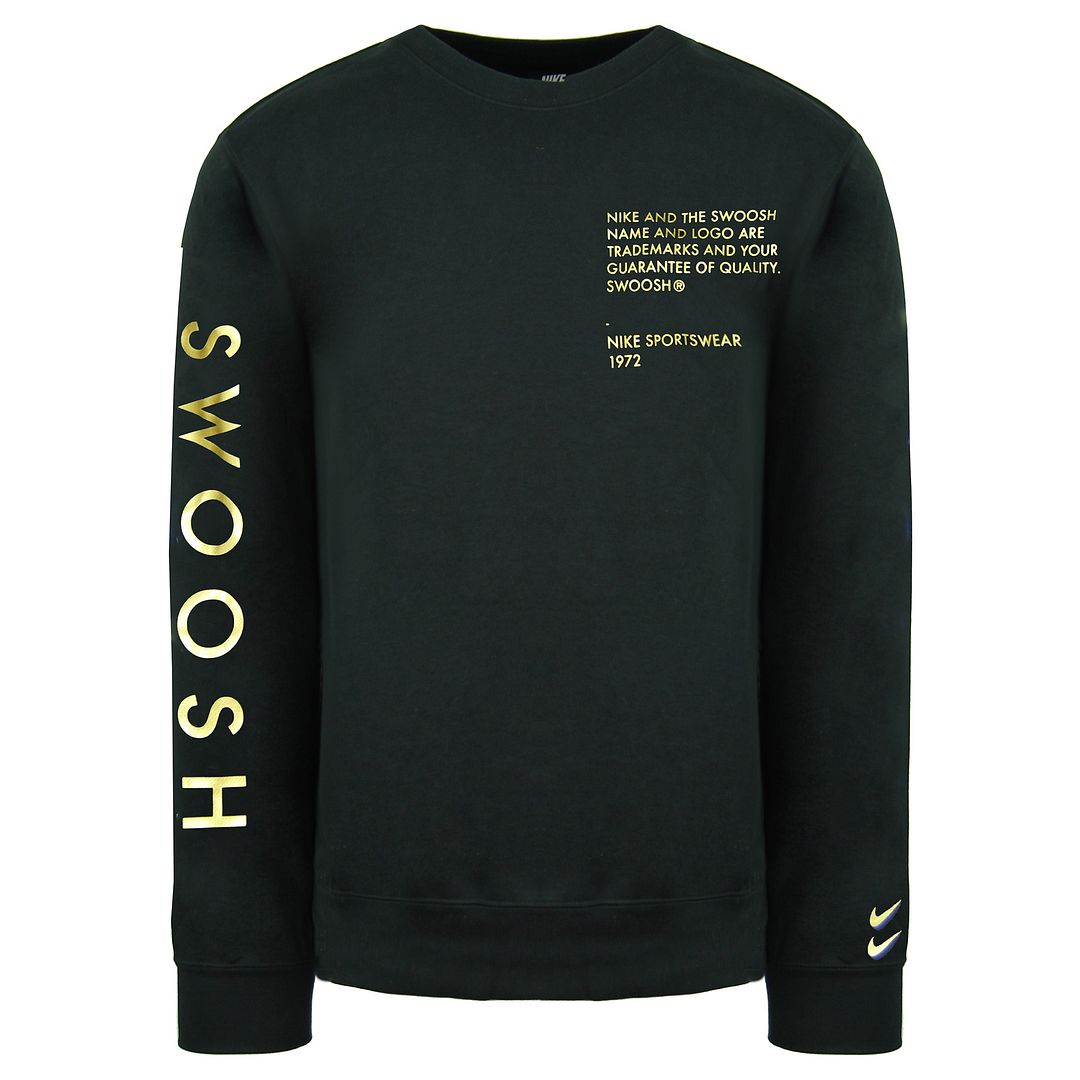 Nike Swoosh Lange Mouw Zwarte Pullover Crew Hals Heren Truien DC2577 010