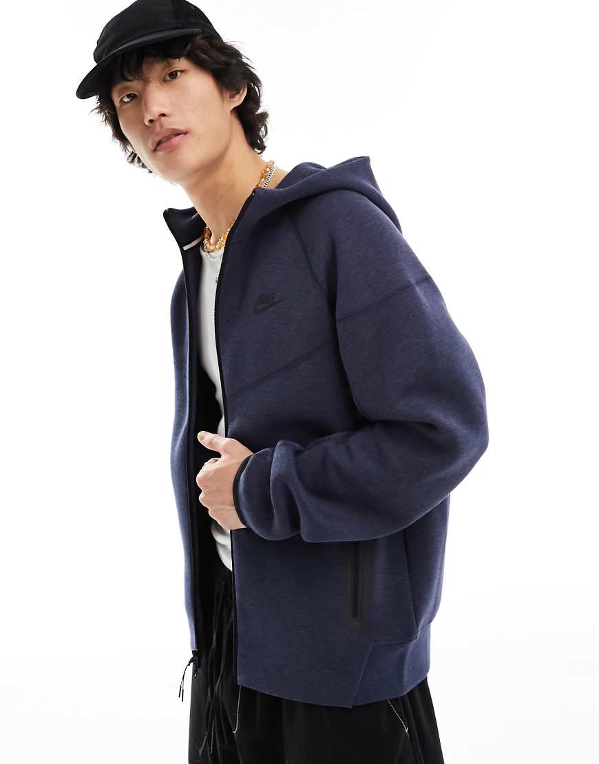 Nike - Tech Fleece - Kapuzenjacke in Marineblau-Grau