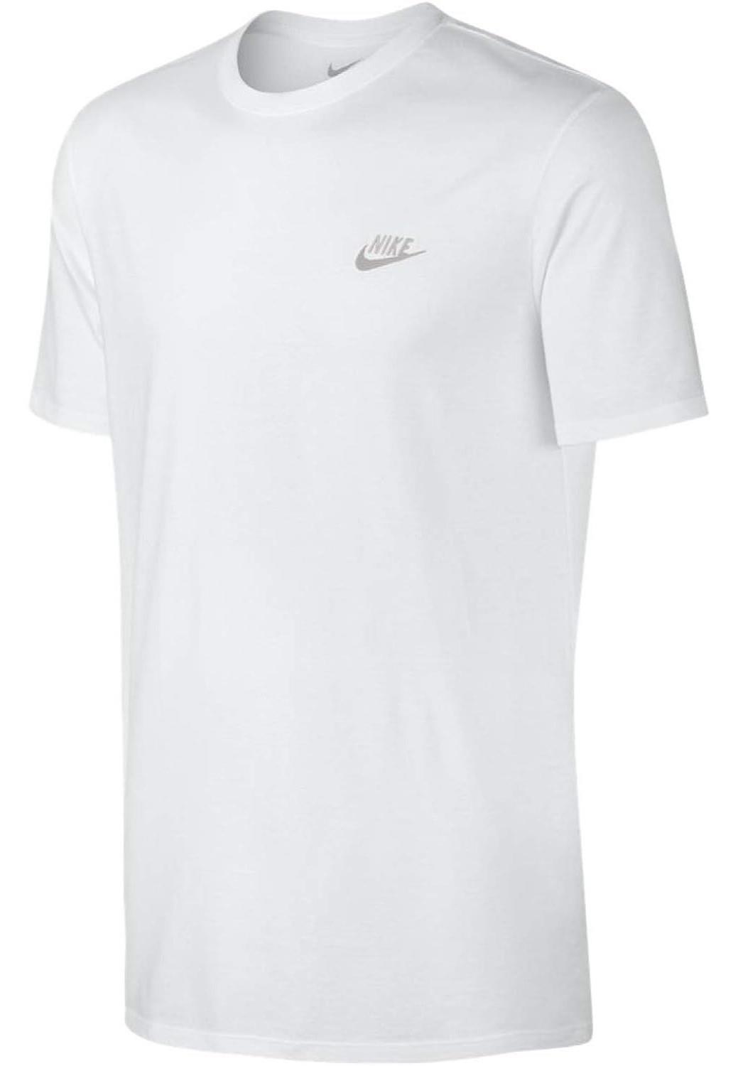 Nike geborduurd Futura T-shirt in wit en zilverkleurig logo