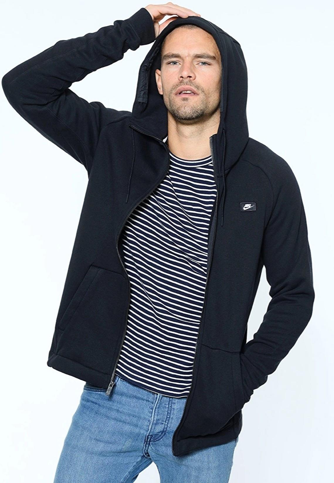 Nike moderne hoodie met rits in zwart