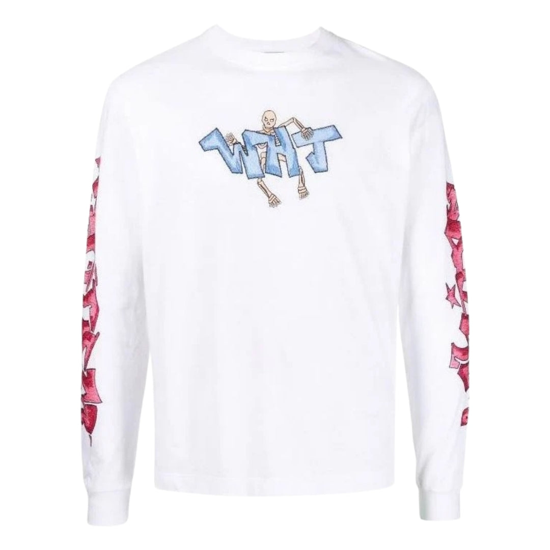 Off-white Graff White Pupp Skate T-shirt Met Lange Mouwen, Wit