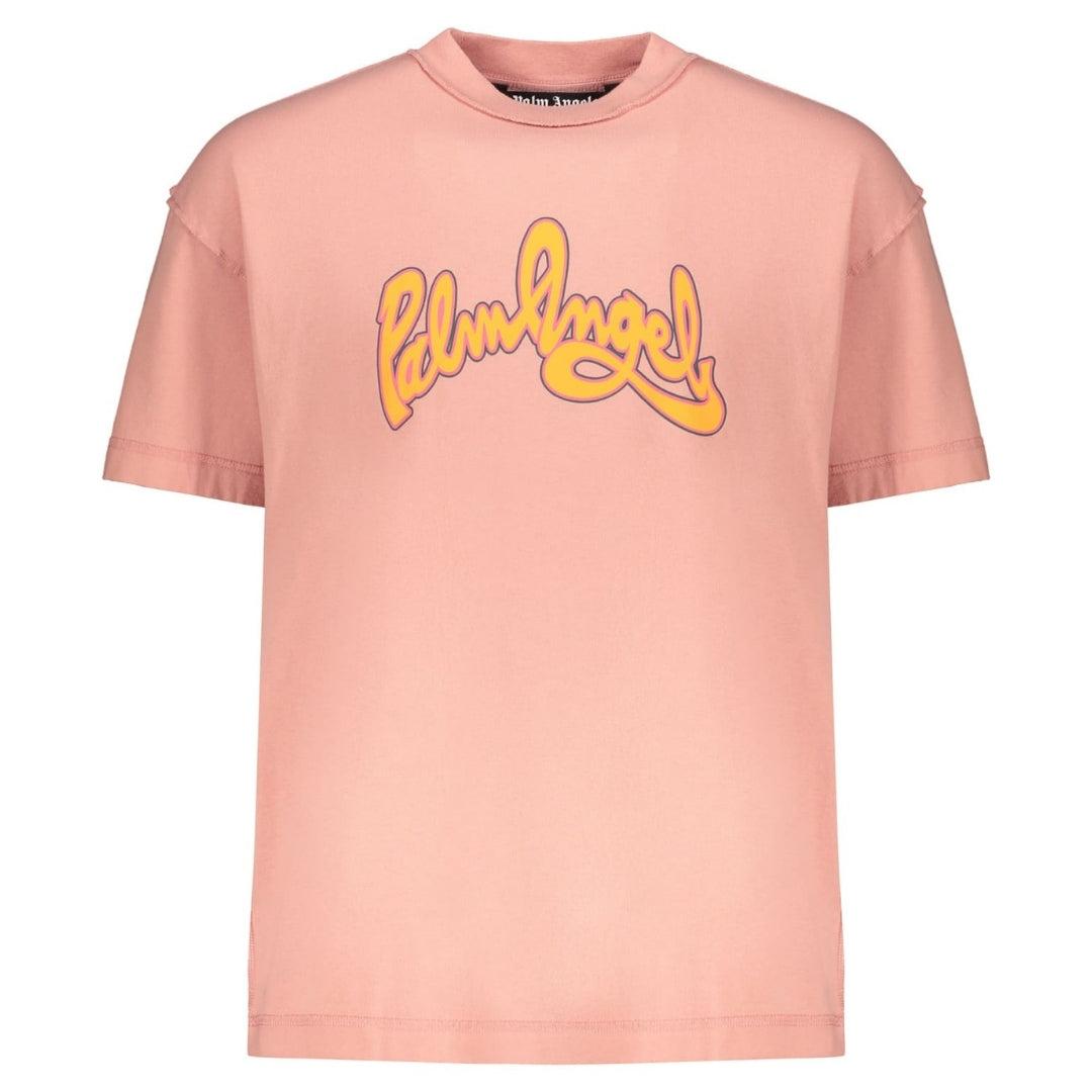 Palm Angels Unisex Seizoensgebonden Logo T-shirt voor volwassenen (Roze)