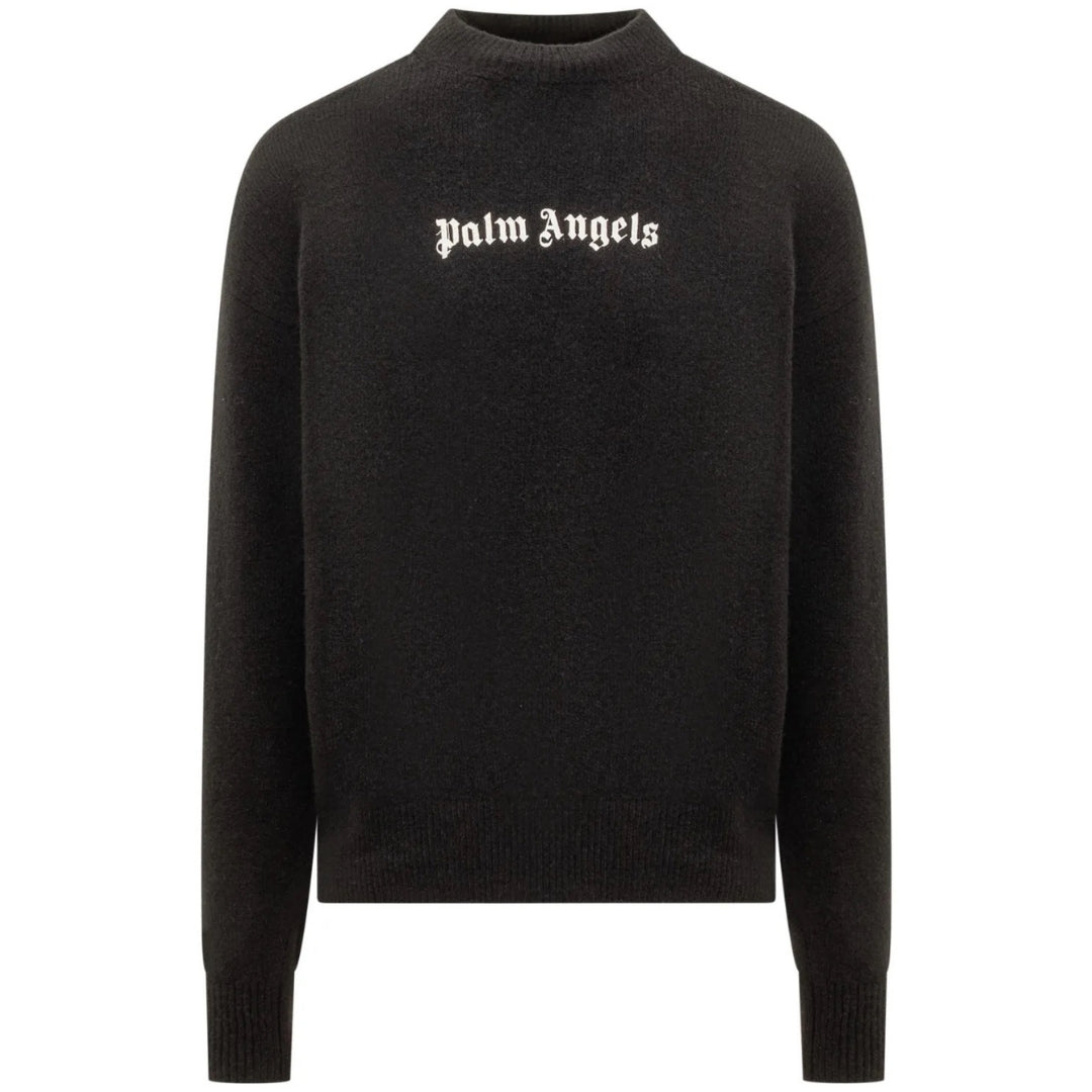 Palm Angels klassieke logo zwarte gebreide trui