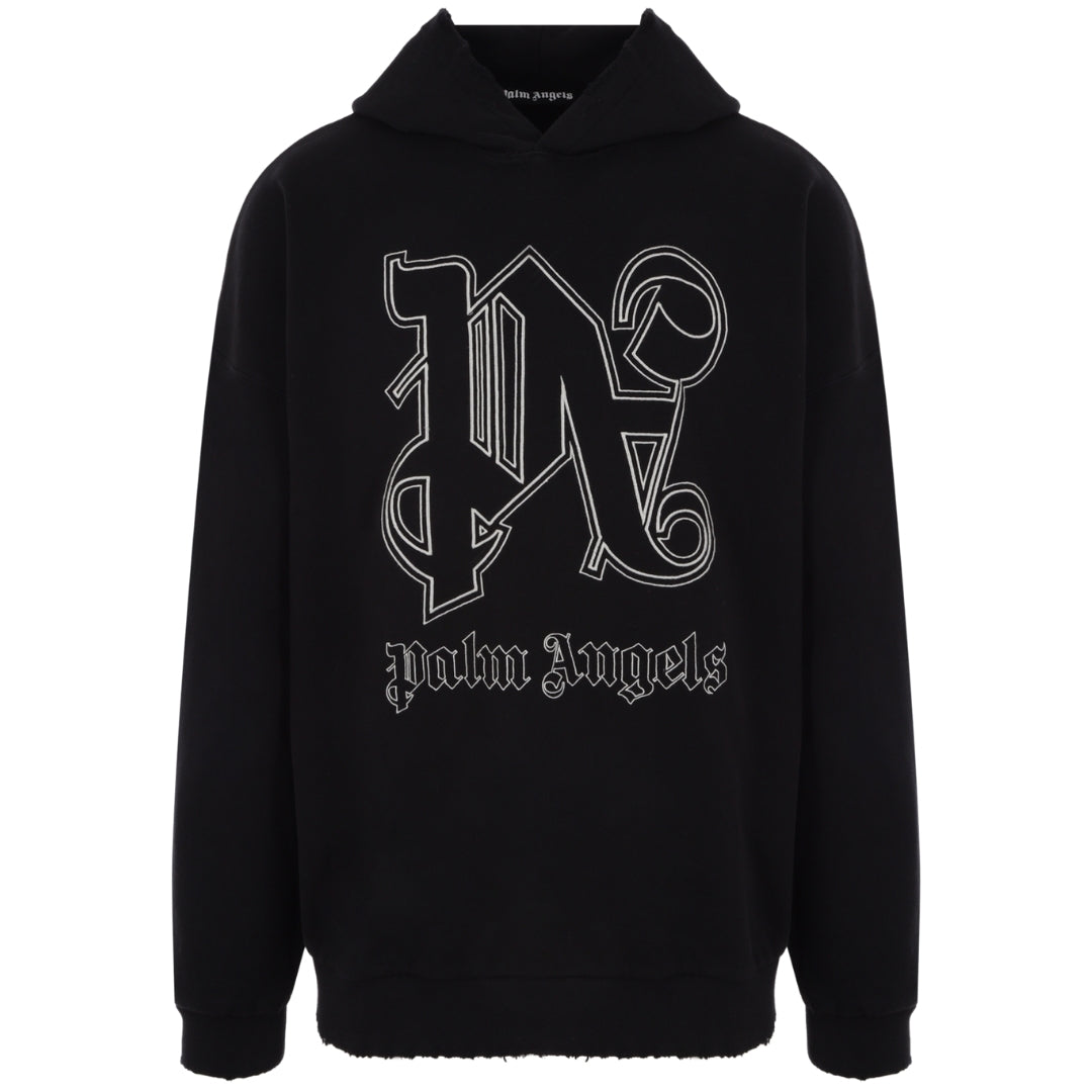 Palm Angels monogram statement logo zwarte hoodie