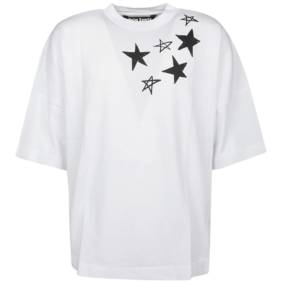 Palm Angels vallende sterren overlogo oversized wit T-shirt