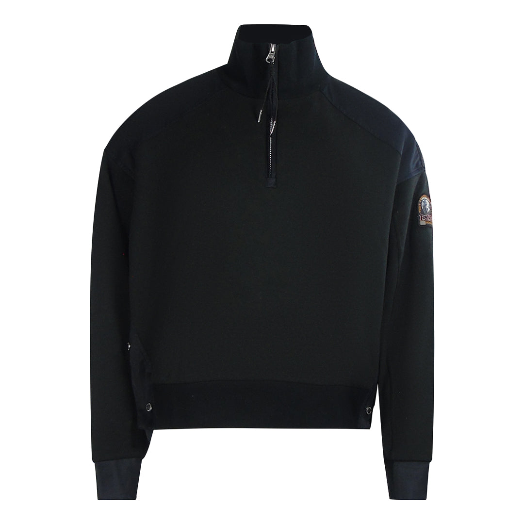 Parajumpers Fleece zwart sweatshirt met kwartrits en coltrui