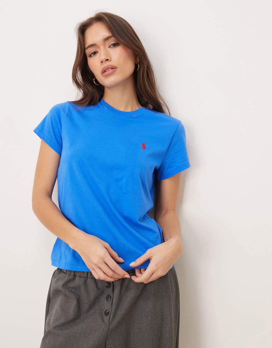 Polo Ralph Lauren - Blaues T-Shirt mit Logo und Rundhalsausschnitt