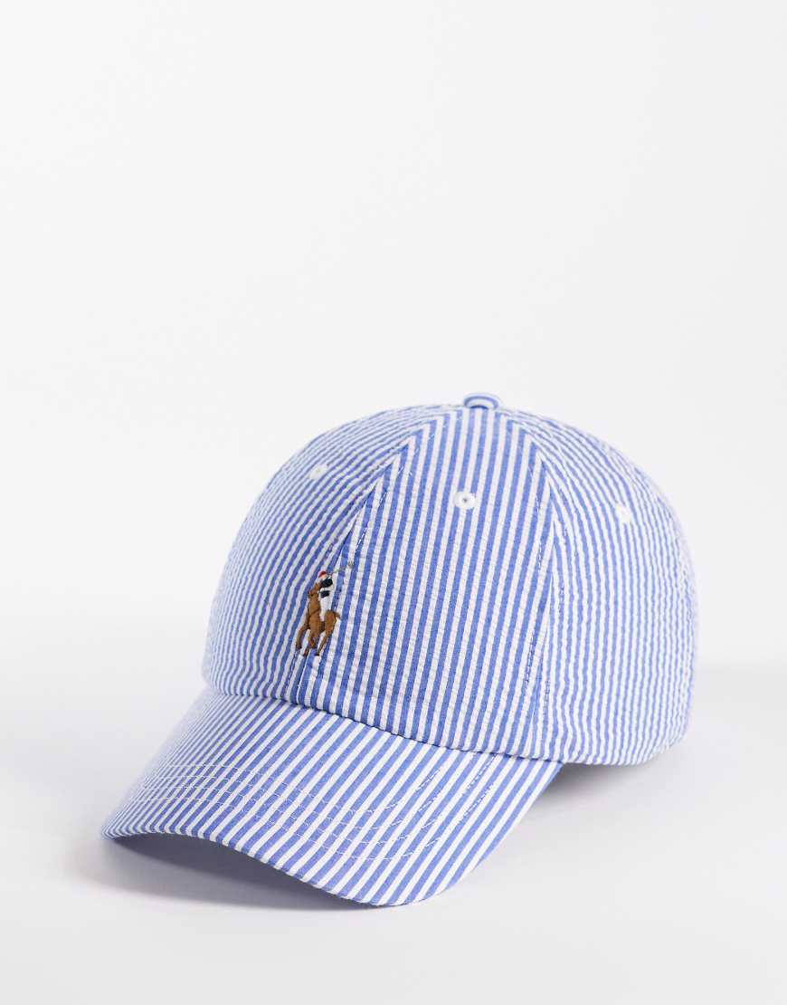 Polo Ralph Lauren - Seersucker-Baseballkappe in Cruise-Königsblau mit Markenlogo-Marineblau