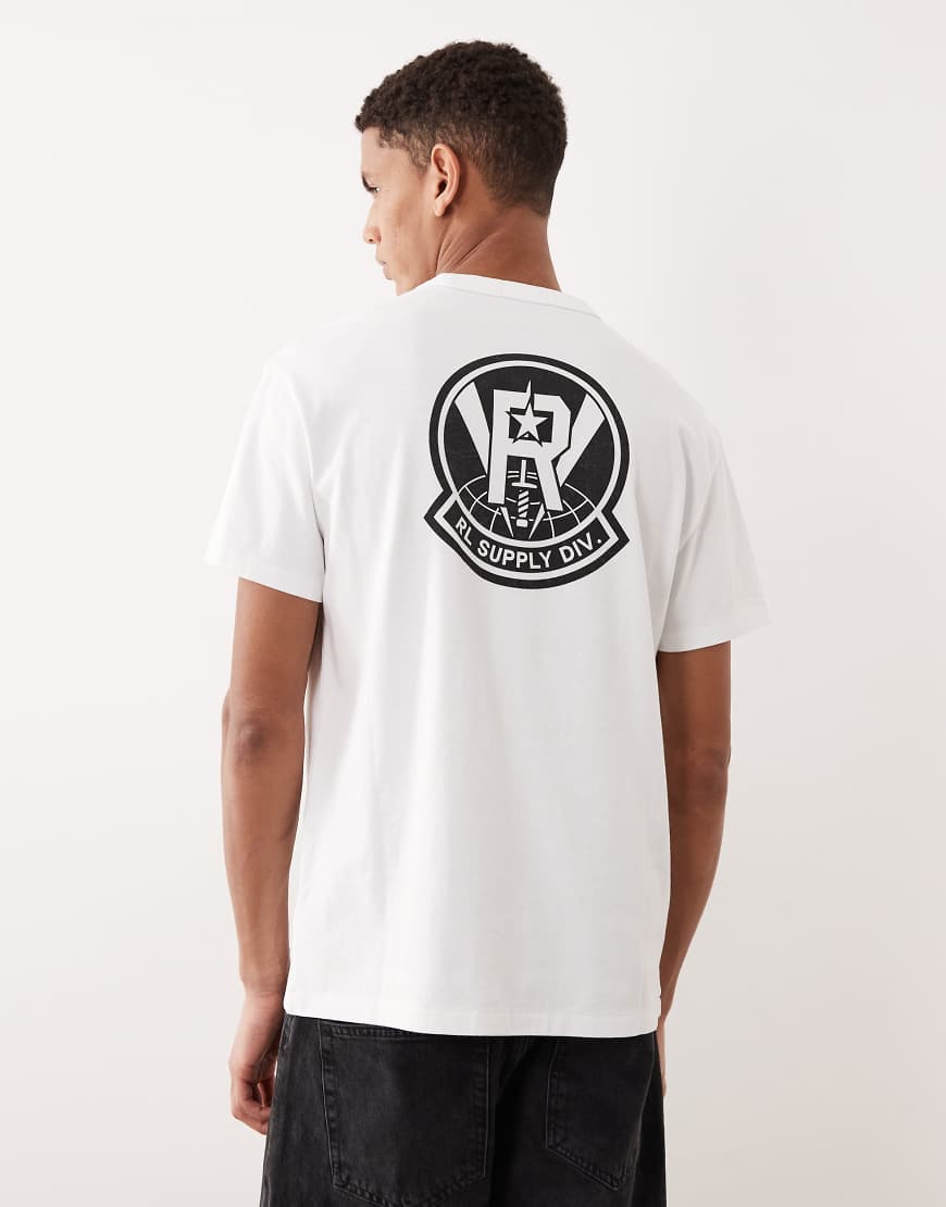 Polo Ralph Lauren - T-Shirt aus schwerem Stoff in Weiß mit Sportlogo am Rücken in klassischer Oversize-Passform