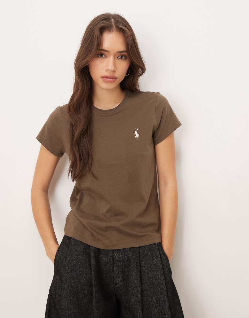 Polo Ralph Lauren - T-Shirt in Braun mit Markenlogo und Rundhalsausschnitt-Brown