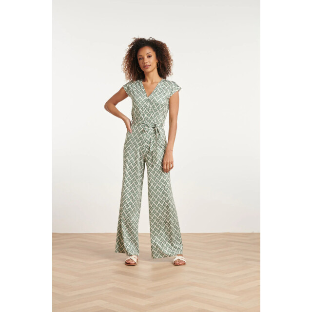 Smashed Lemon 24033 wikkelstijl jumpsuit met ornament print |