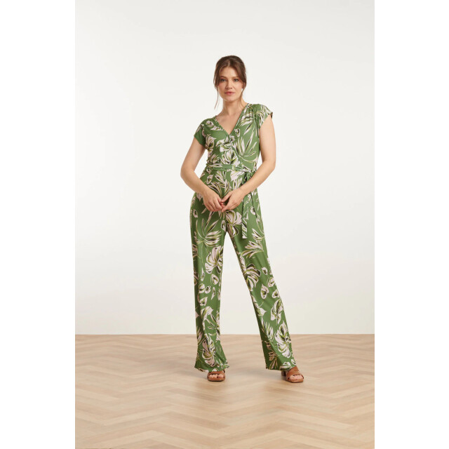 Smashed Lemon 25160 leaf print stretch jumpsuit |