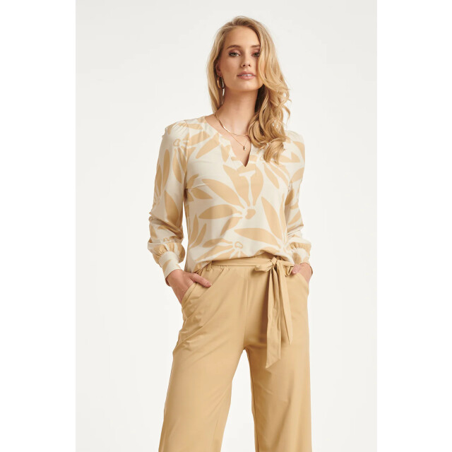 Smashed Lemon Travel blouse met bloemprint in beige & off-white |