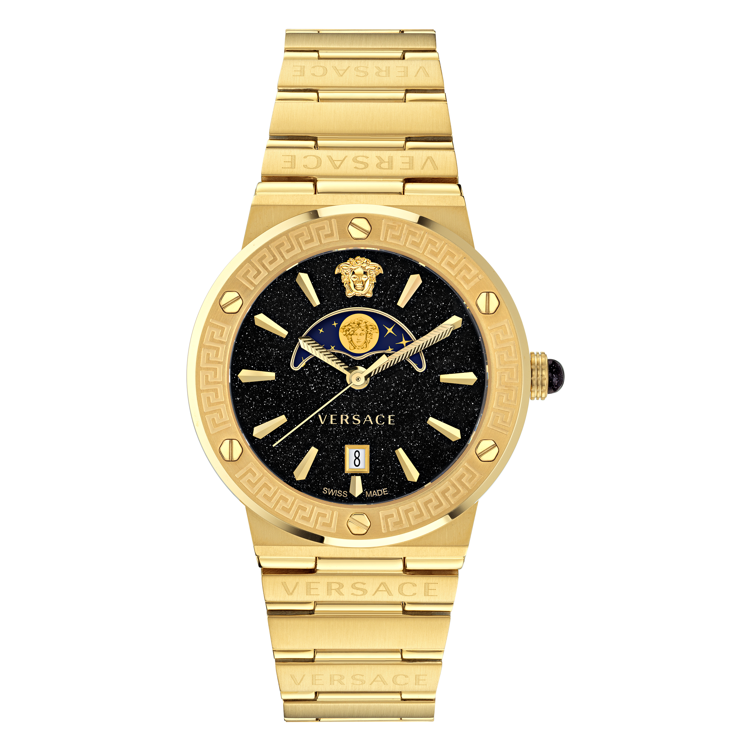 Versace Greca Logo Maanklok Dames Gouden Horloge VE7G00323
