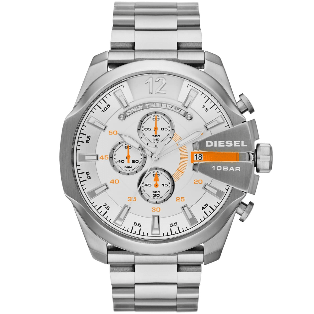 Diesel Mega Chief DZ4328 Chronograaf 51mm Zilveren RVS Herenhorloge