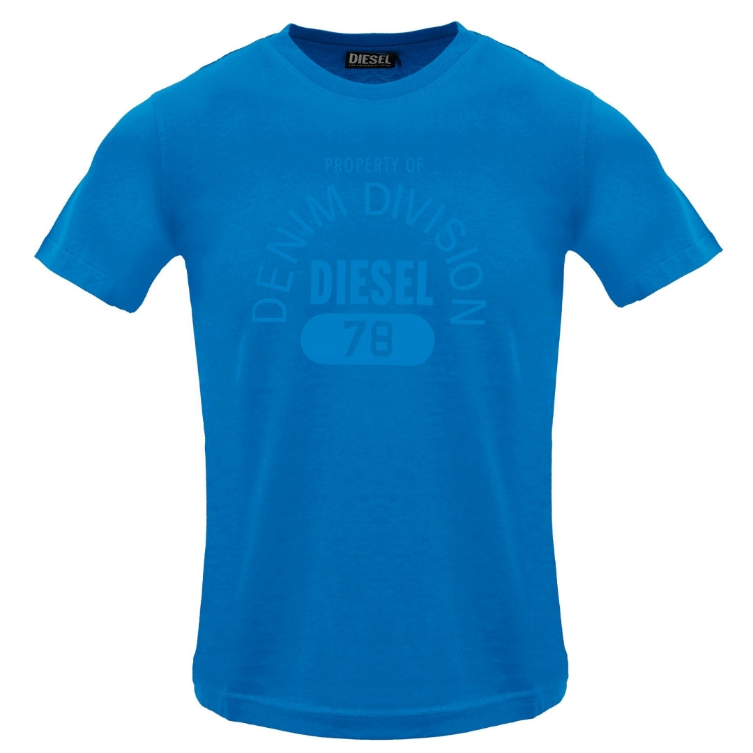 Diesel Monotone Property Of Denim Division Logo Blauw Saffier T-shirt