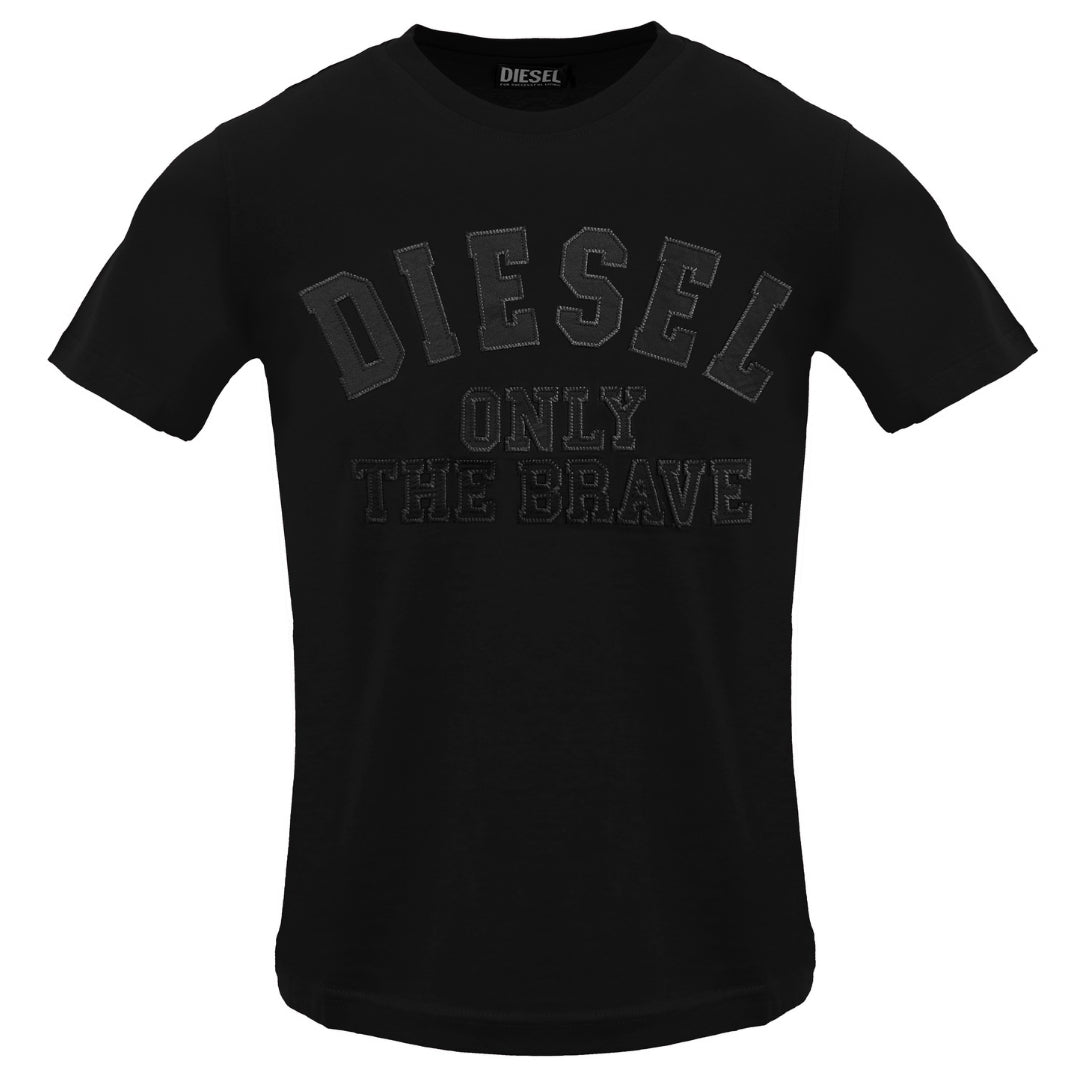 Diesel Monotone Reliëflogo Zwart Kaviaar T-shirt