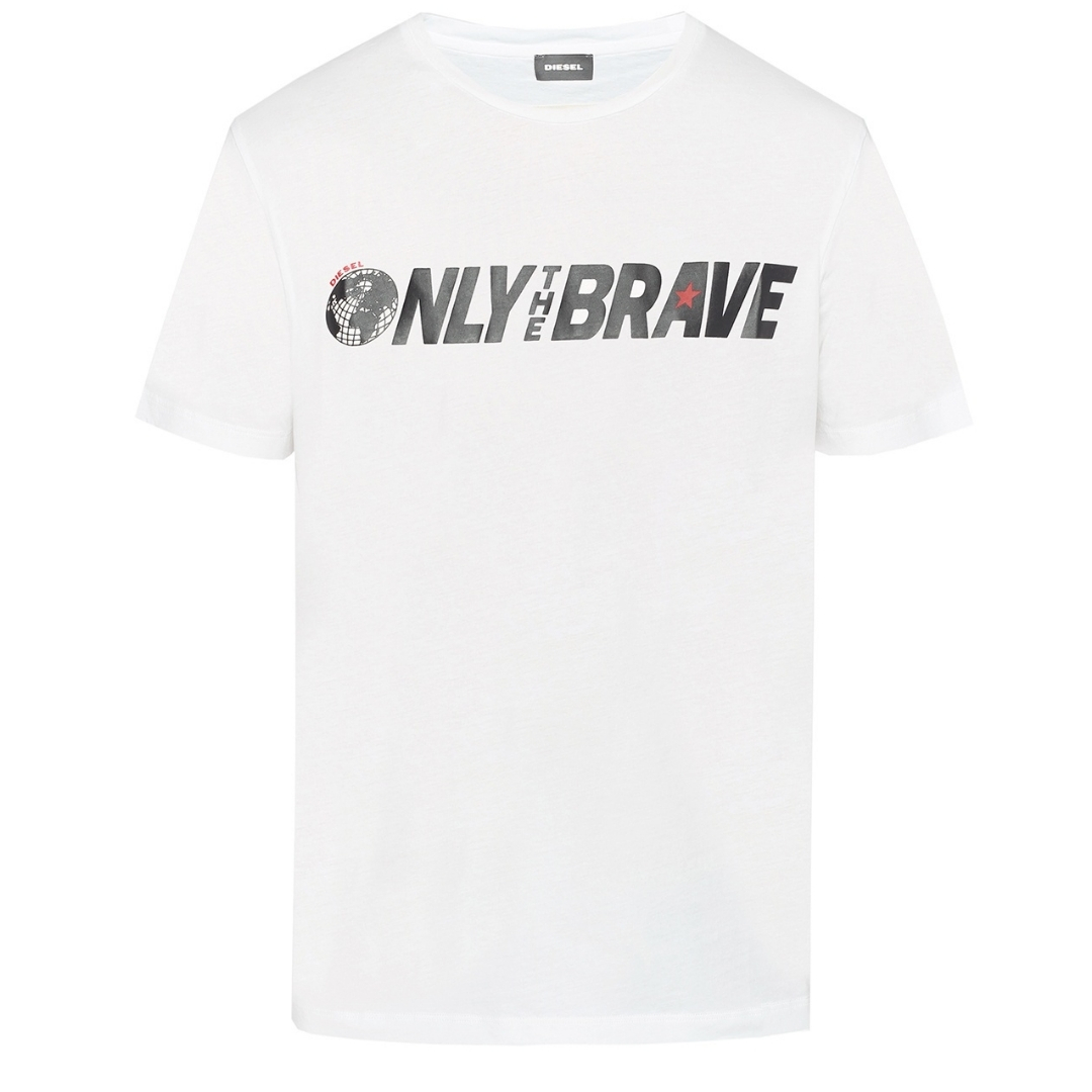 Diesel T-Just-SV Only The Brave Logo Witte T-Shirt