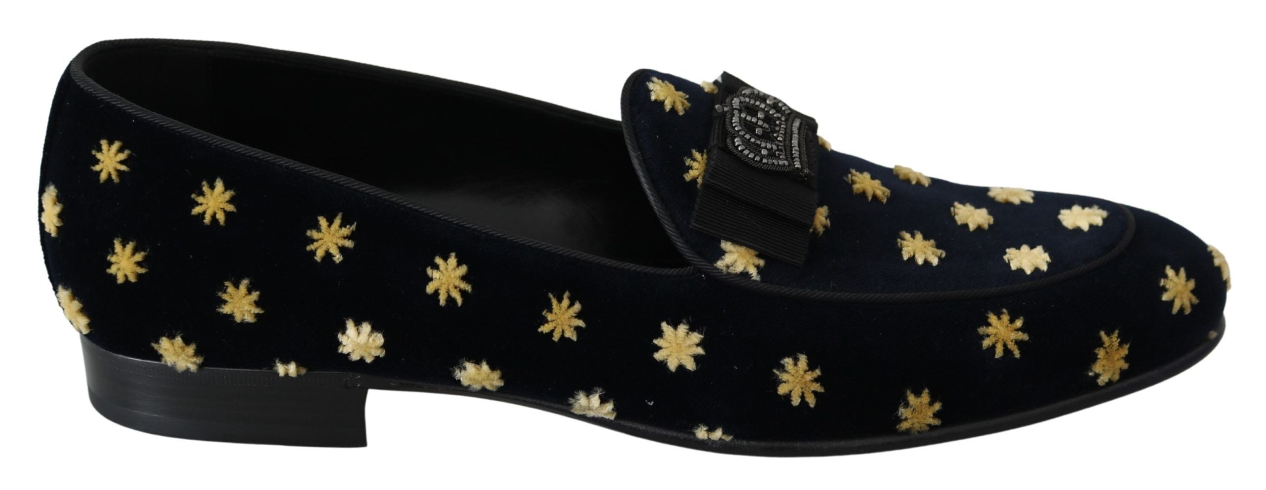 Dolce & Gabbana Blauwe Fluwelen Kroon Slippers Instappers Schoenen