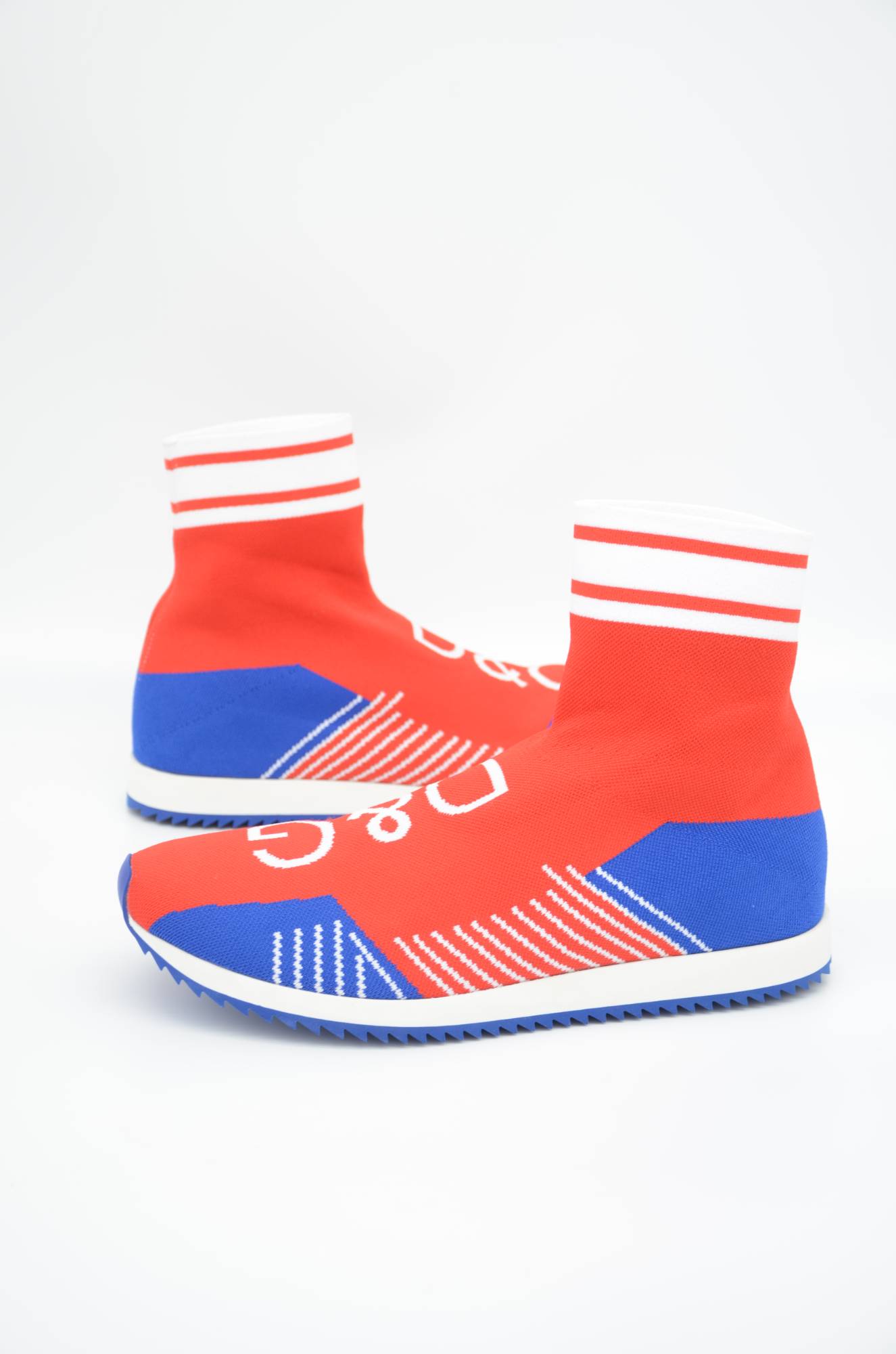 Dolce & Gabbana Heren Blauw Rode Sorrento Logo Sneakers Sokken Schoenen