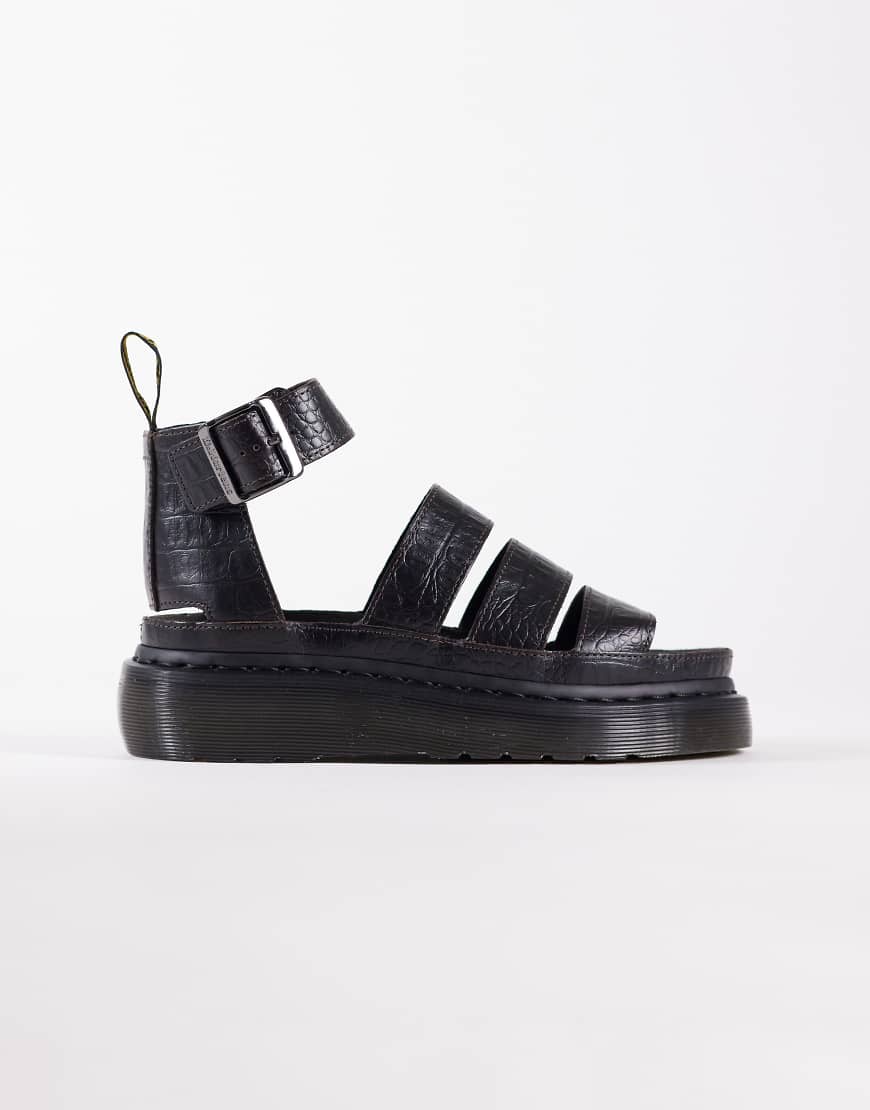 Dr. Martens - Clarissa Quad - Sandalen in Braun mit Kroko-Prägung-Brown