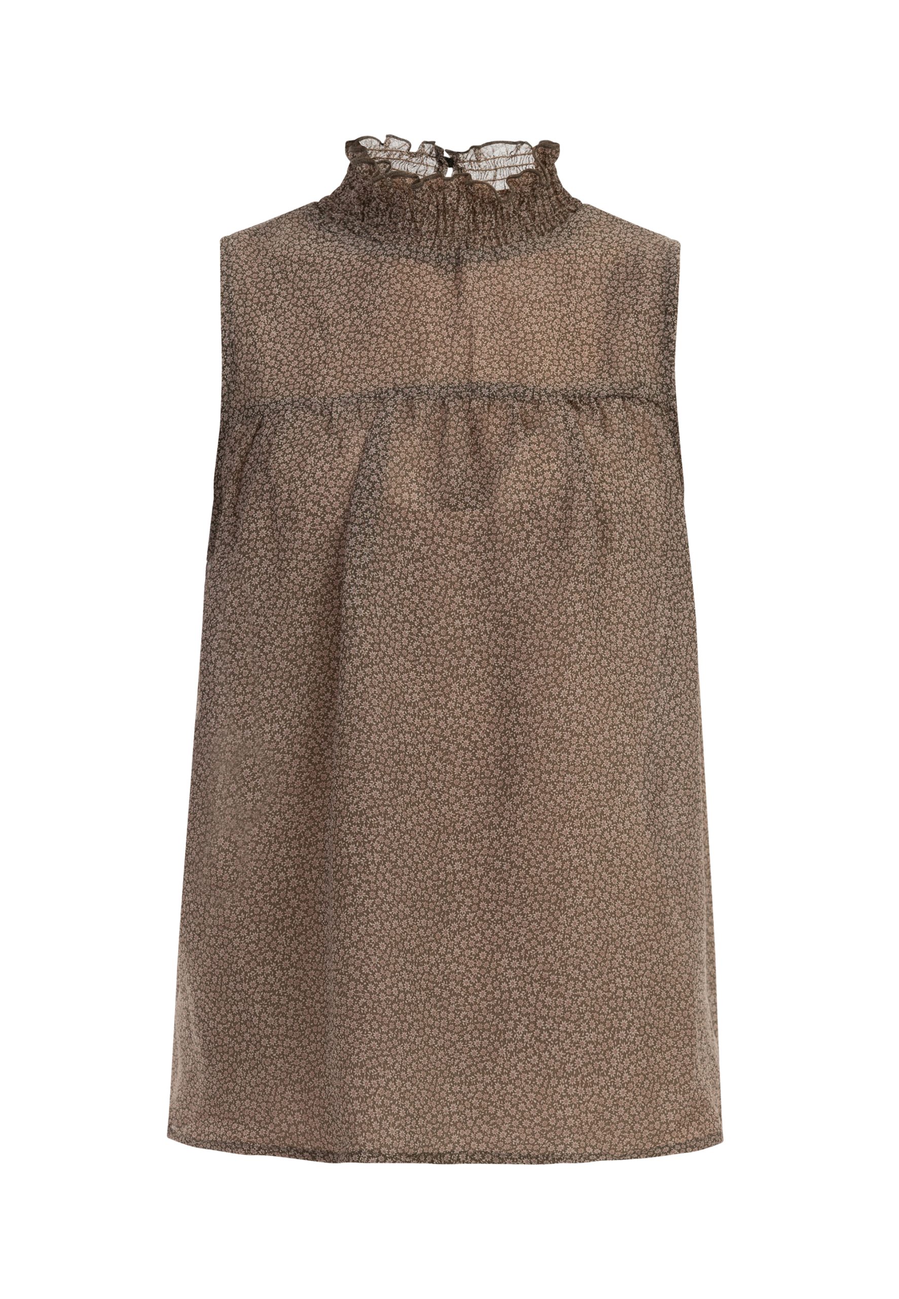 Dreimaster Blouse Dames olijf wol wit