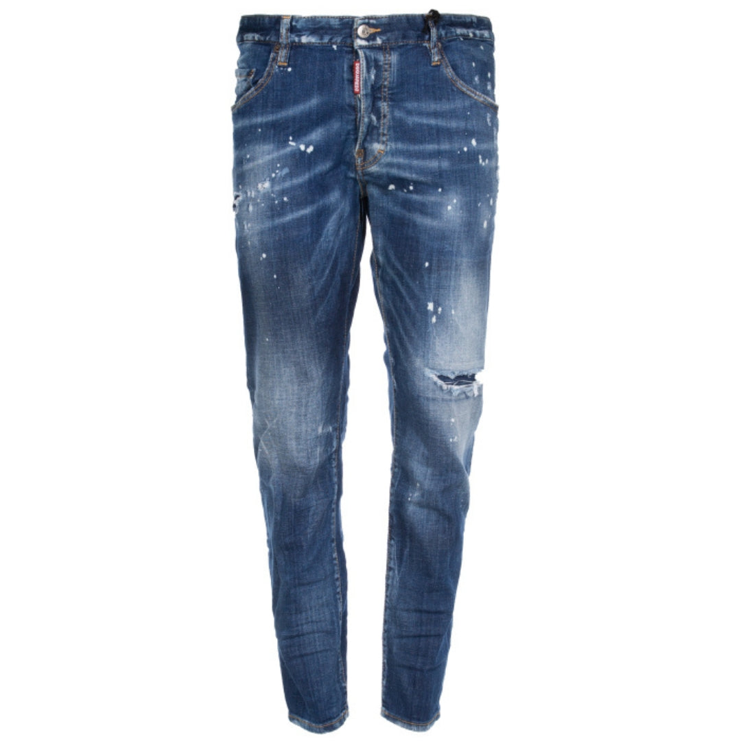 Dsquared2 Skater Jean Brown Badge Donkerblauwe Denim Broek