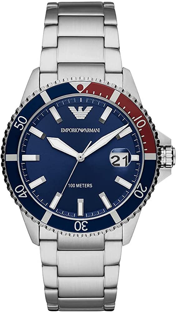 Emporio Armani Diver Heren Horloge Zilverkleurig AR11339