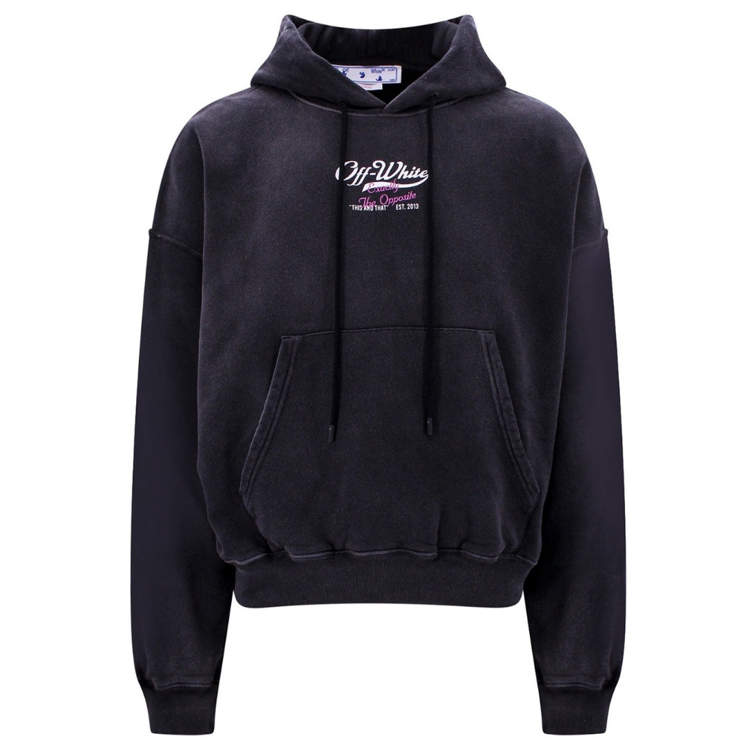 Gebroken witte Wave Off Boxy zwarte hoodie