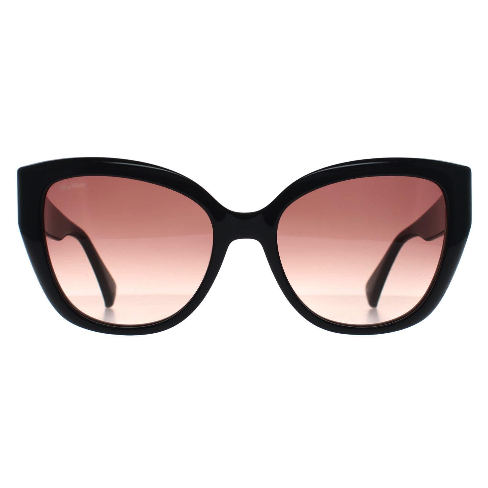 Max Mara Cat Eye Womens Shiny Black Smoke Grey Gradient MM0040 Logo 11