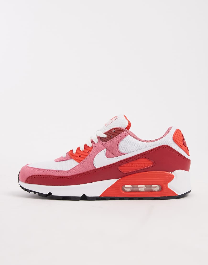 Nike - Air Max 90 - Sneaker in Weiß, Rosa und Burgunderrot