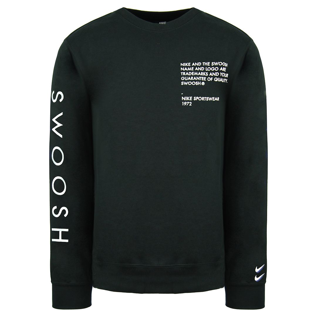 Nike Swoosh Lange Mouw Crew Hals Zwart Heren Truien CU4035 010