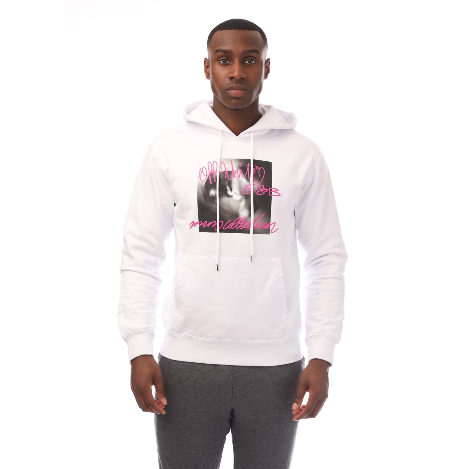 Off White Tornado Type Slim Hoodie voor heren in wit roze