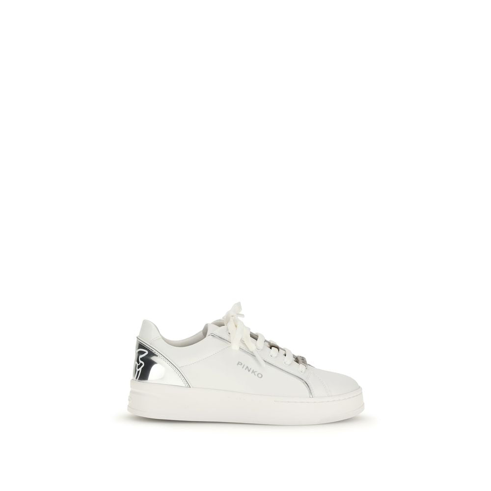 PINKO Witte Kalfslederen Bos Taurus Lage Sneakers